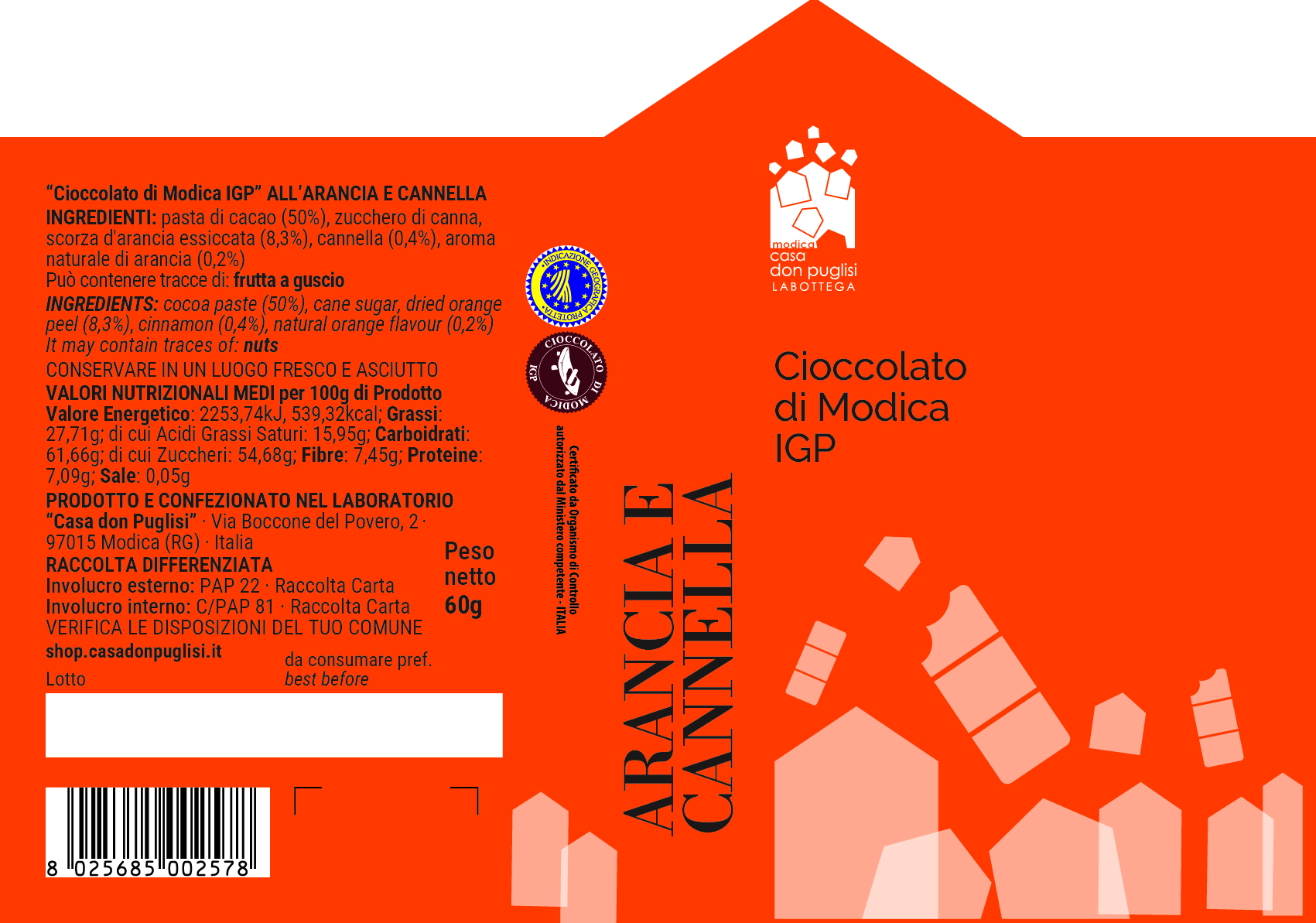 CIOCCOLATO DI MODICA IGP ALL’ARANCIA E CANNELLA - immagine 2