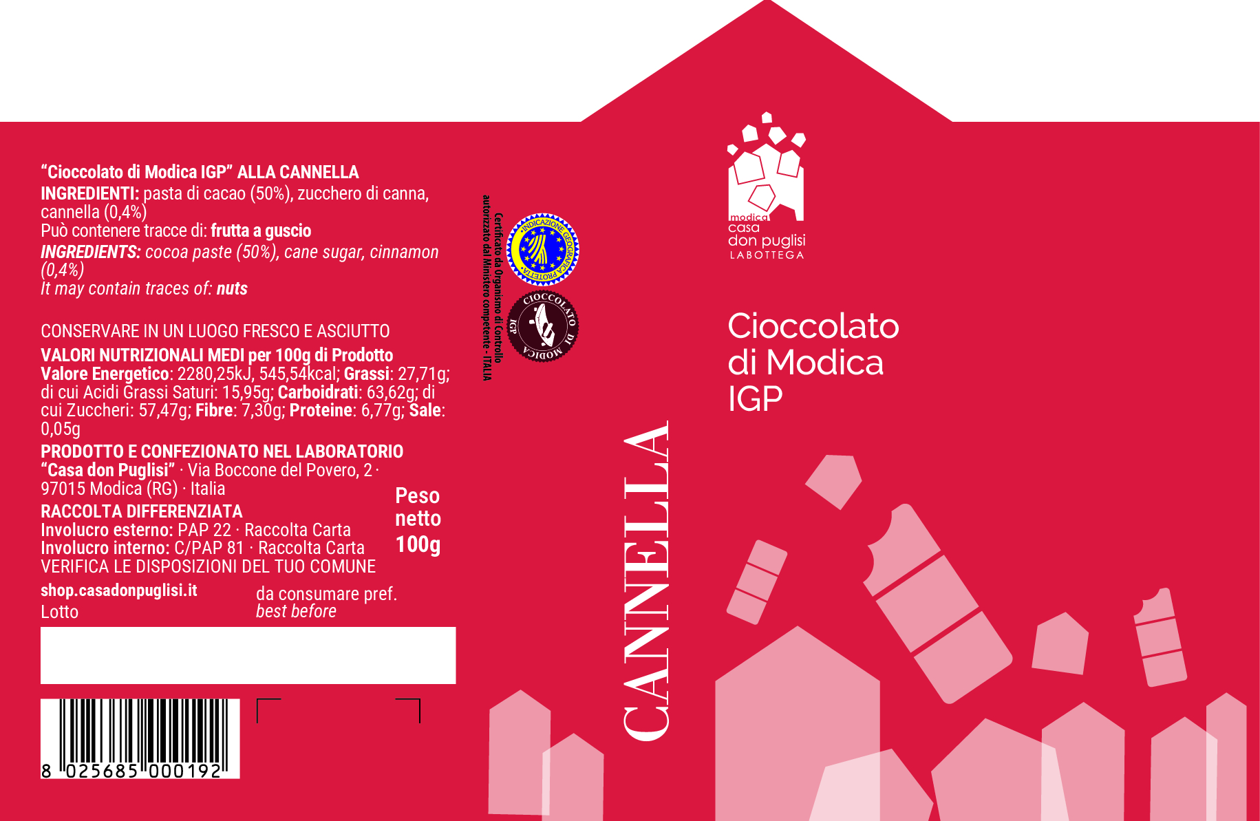 CIOCCOLATO DI MODICA IGP ALLA CANNELLA - immagine 2
