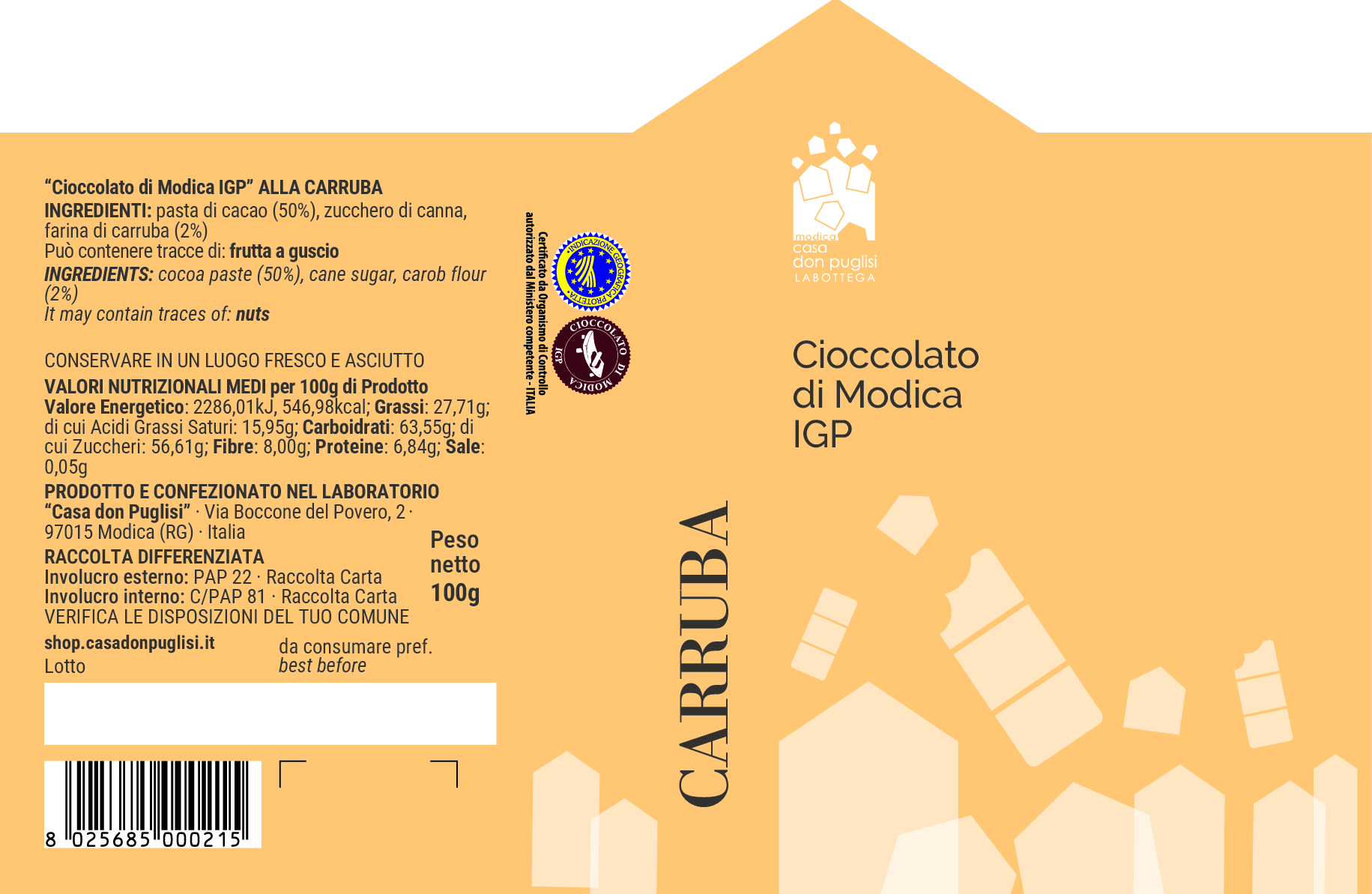 CIOCCOLATO DI MODICA IGP ALLA CARRUBA - immagine 2