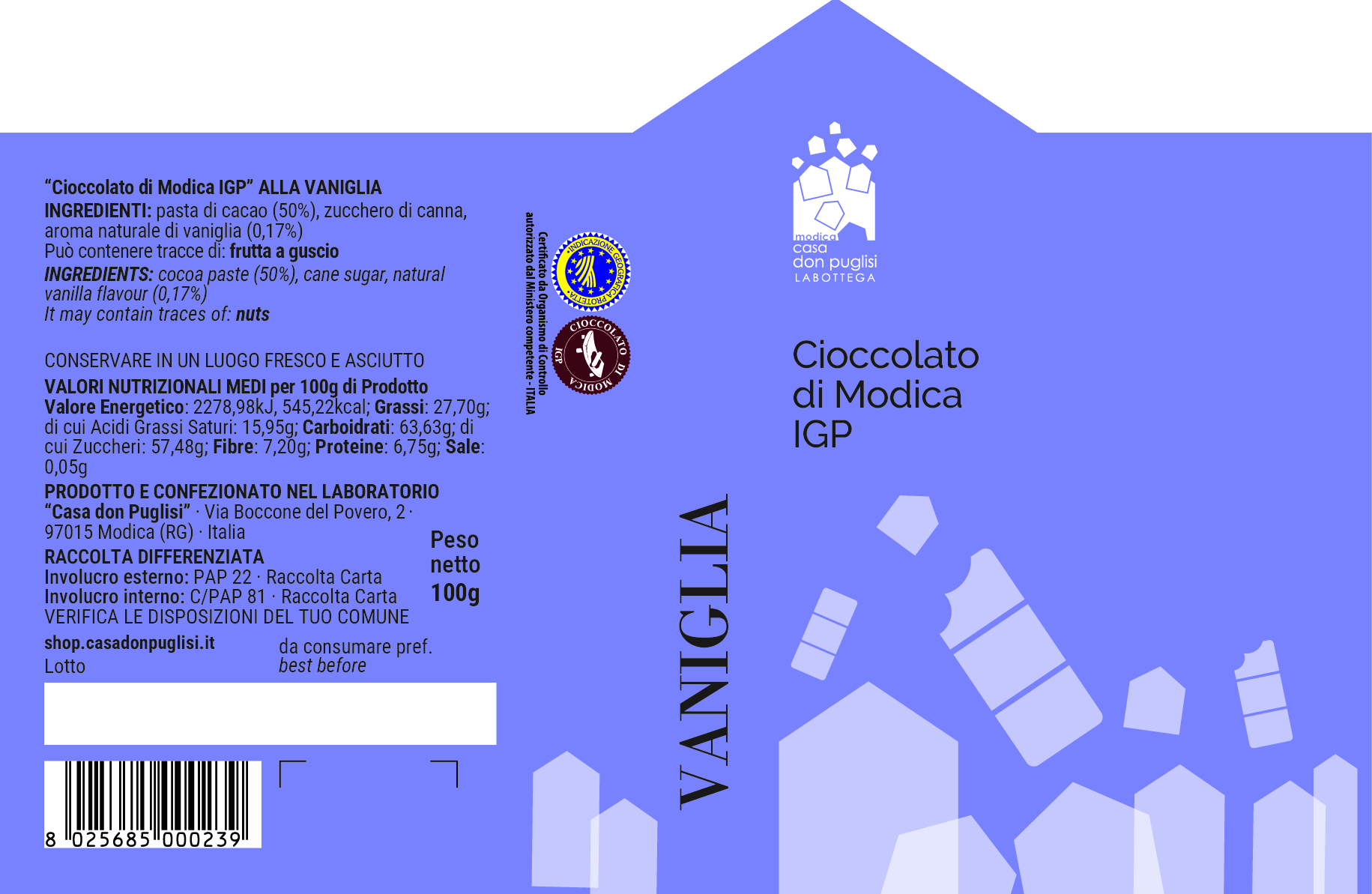CIOCCOLATO DI MODICA IGP ALLA VANIGLIA - immagine 2