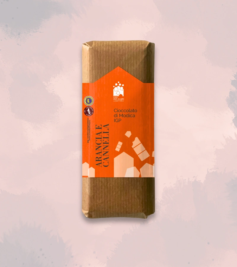 CIOCCOLATO DI MODICA IGP ALL’ARANCIA E CANNELLA